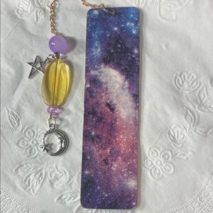 Galaxy Print Bookmark with Charms
